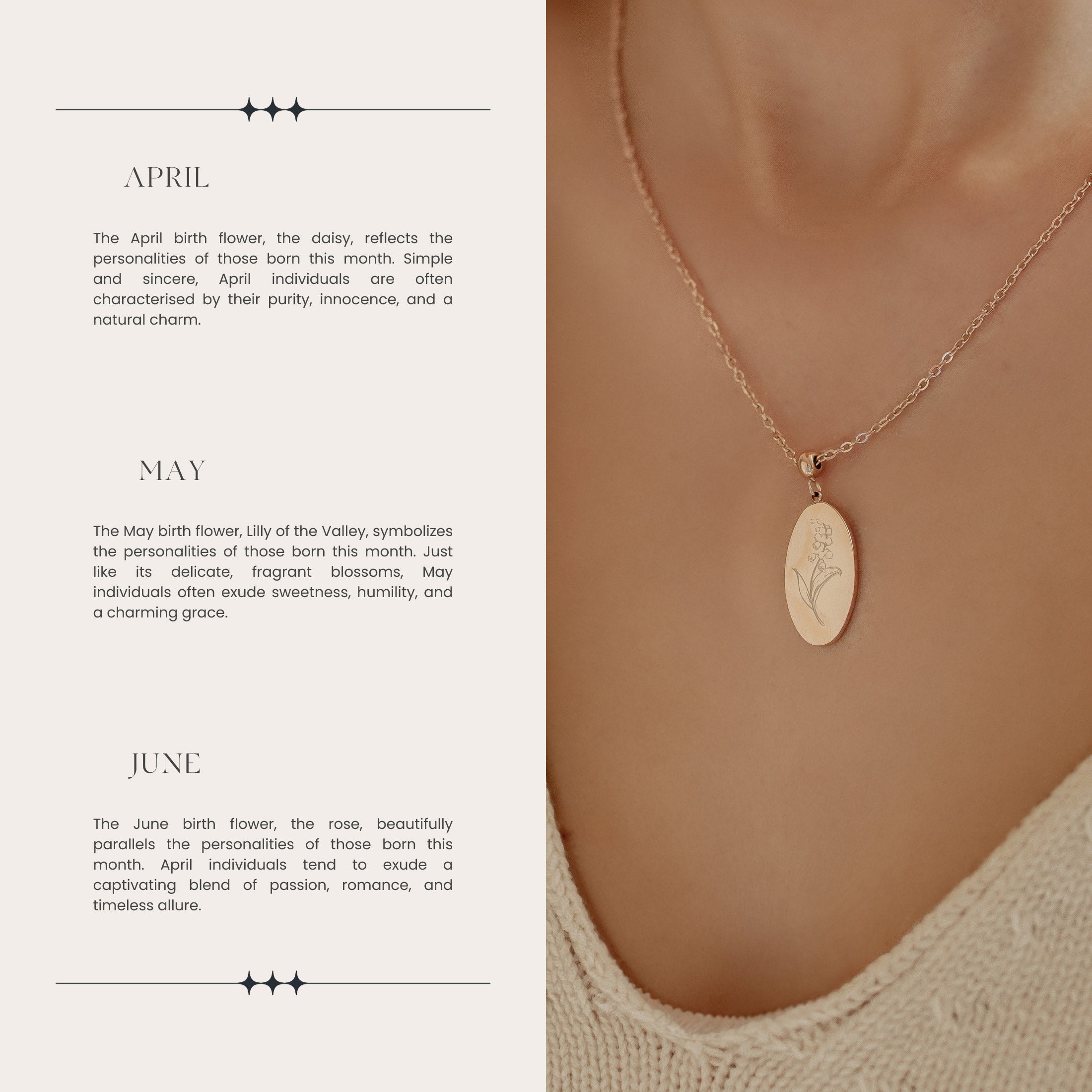 Pendentif Oval Fleur de Naissance